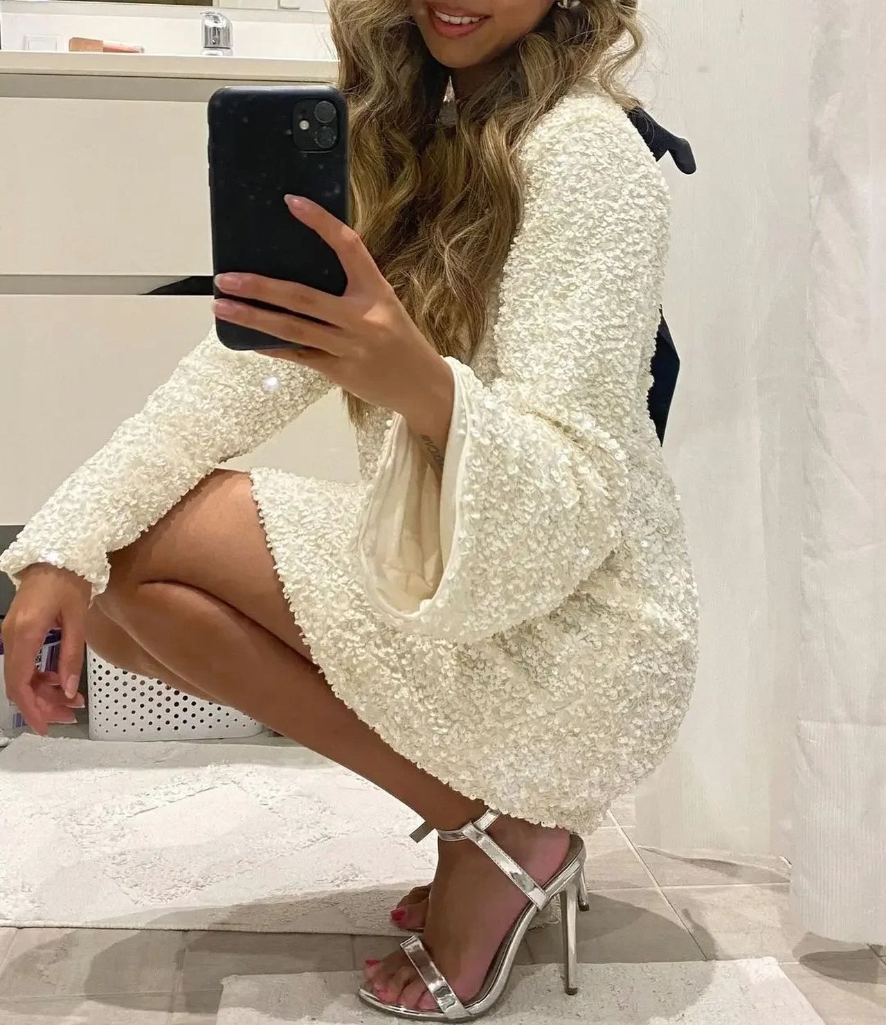 Michelle – Back Bow Textured Dress