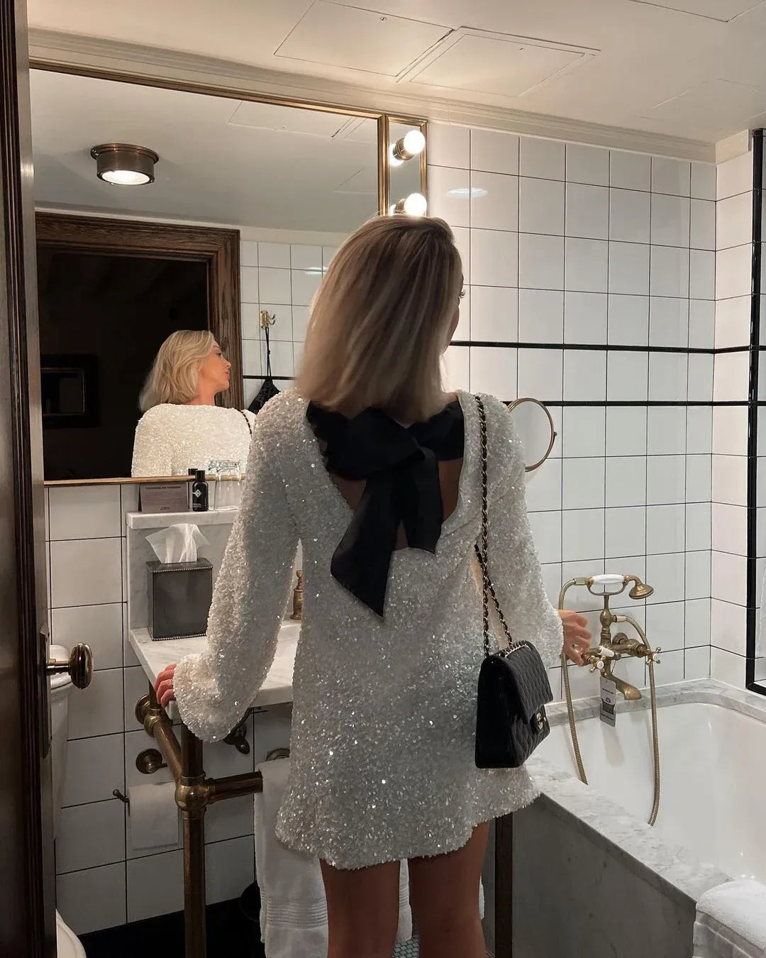 Michelle – Back Bow Textured Dress